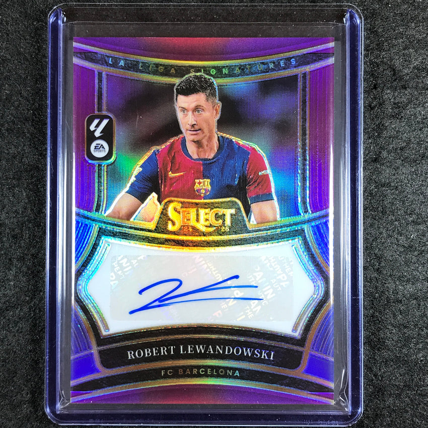 2024-25 Select La Liga ROBERT LEWANDOWSKI Signatures Auto Purple 46/49