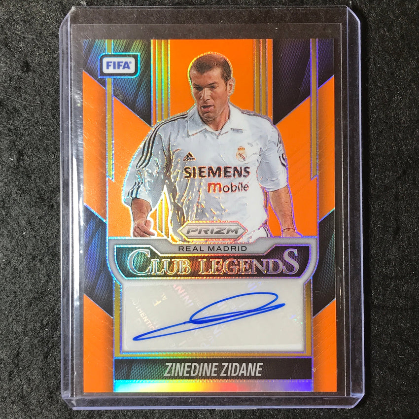 2025-26 Prizm FIFA ZINEDINE ZIDANE Club Legends Auto Orange Prizm 19/49