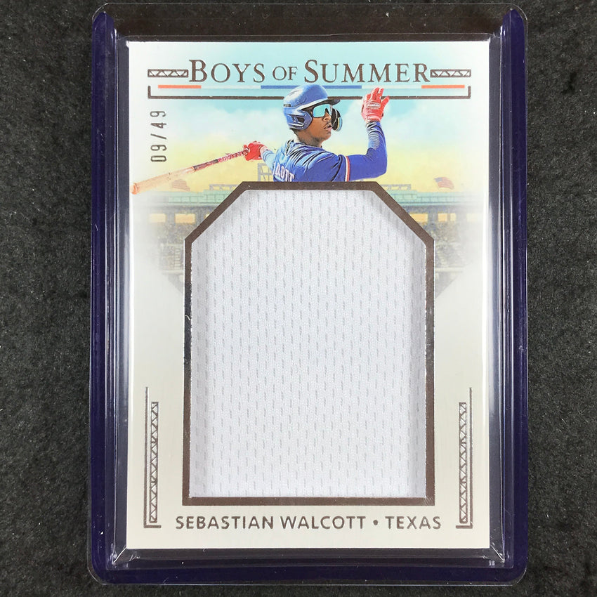 2024 Boys of Summer SEBASTIAN WALCOTT Jumbo Prospect Materials Jersey Relic 9/49