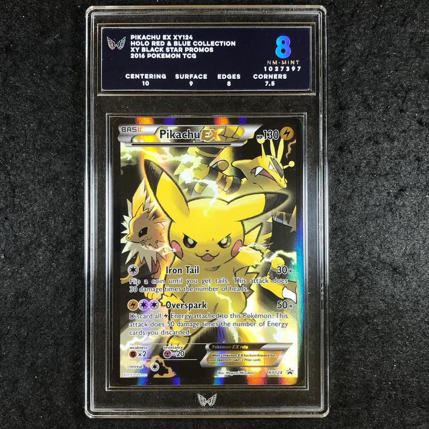 ARK Grading 8 Pikachu EX - XY124 - Full Art Red & Blue Collection Promo 397
