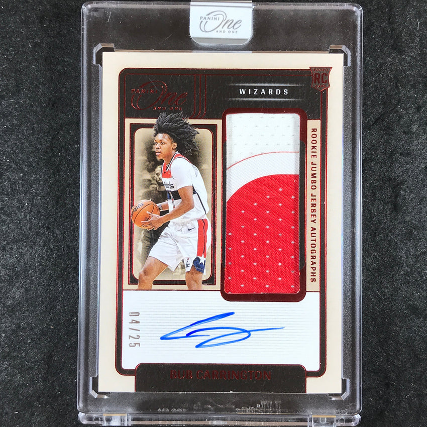 2024-25 One and One BUB CARRINGTON Rookie Jumbo Jersey Patch Auto Red 4/25