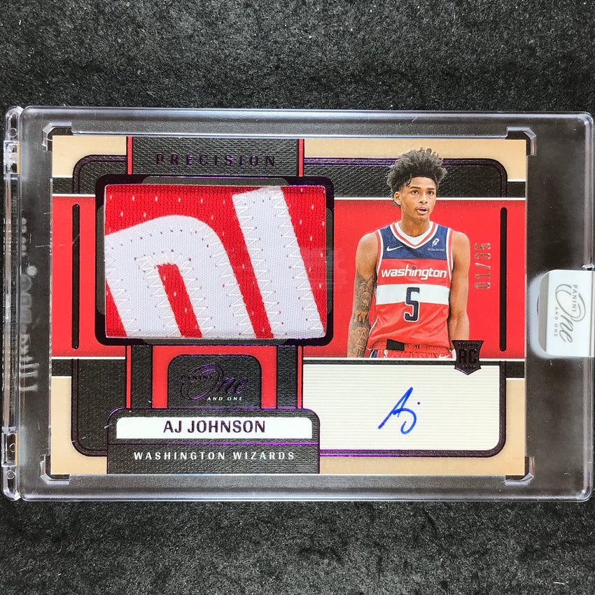 2024-25 One and One AJ JOHNSON Precision Rookie Patch Auto Purple 1/35