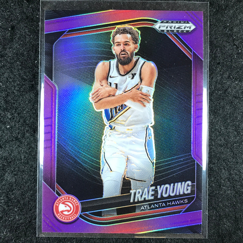 2024-25 Prizm Black TRAE YOUNG Base Purple 13/99 #141