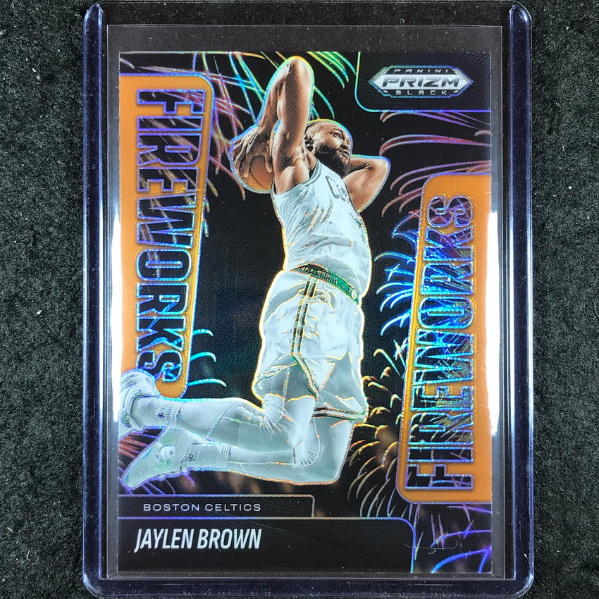 2024-25 Prizm Black JAYLEN BROWN Fireworks Orange 6/49 #17