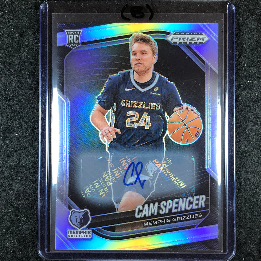 2024-25 Prizm Black CAM SPENCER Base Rookie Auto Silver #218 (B)
