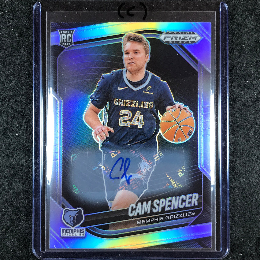 2024-25 Prizm Black CAM SPENCER Base Rookie Auto Silver #218 (C)