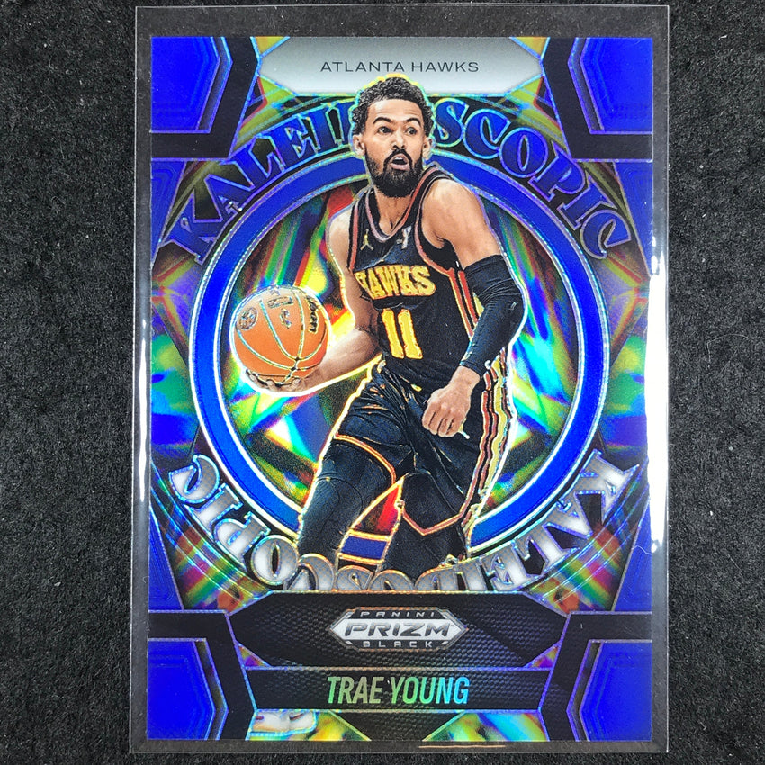 2024-25 Prizm Black TRAE YOUNG Kaleidoscopic Blue 67/199 #12