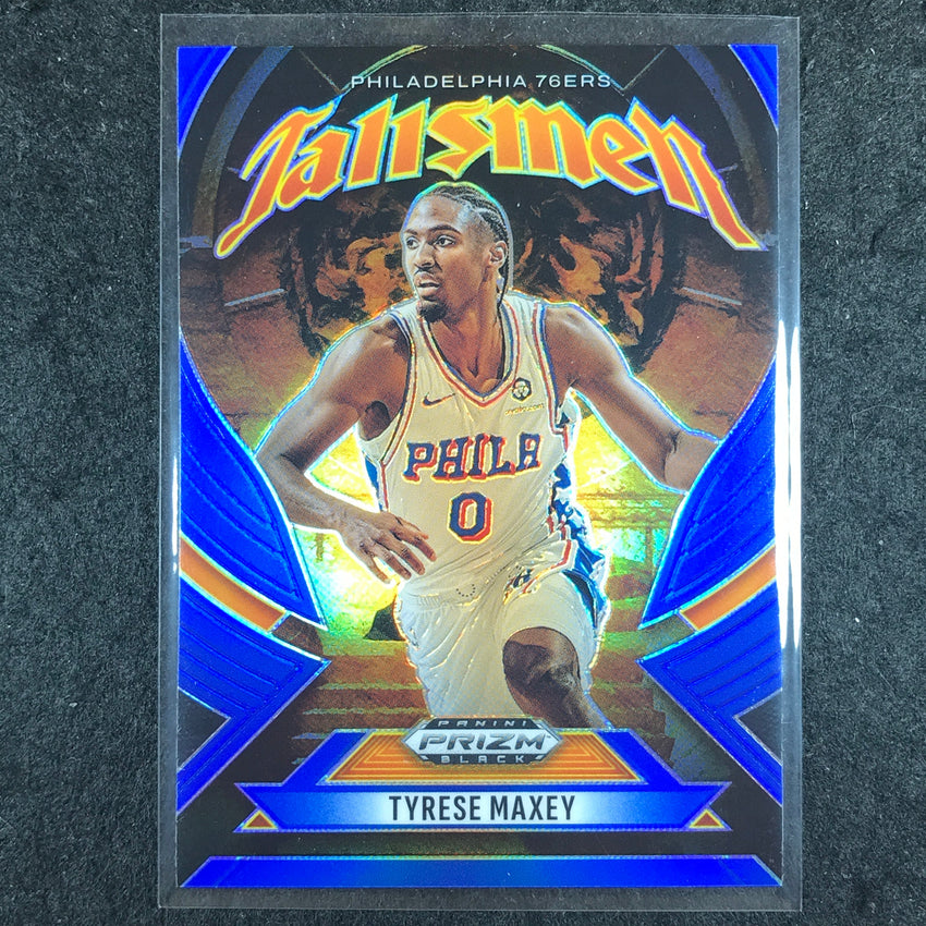 2024-25 Prizm Black TYRESE MAXEY Talismen Blue 124/199 #17