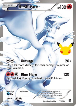 Reshiram - 113/114 - Ultra Rare - Celebrations Classic Collection
