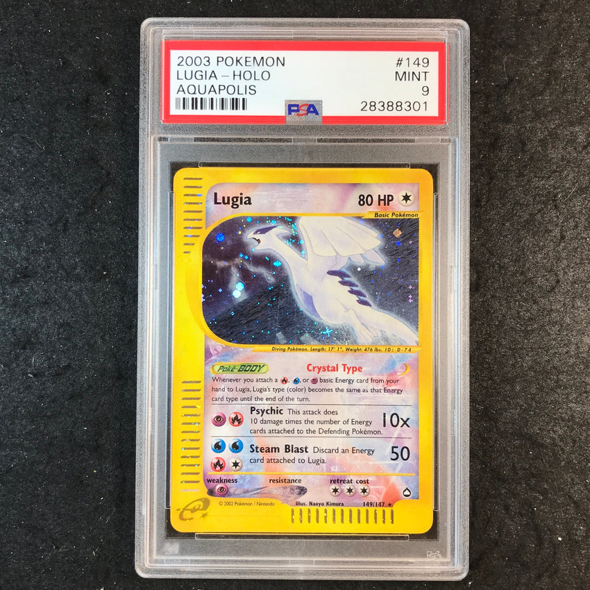 PSA 9 Lugia - 149/147 - 2003 Csytal Holo Aquapolis 301