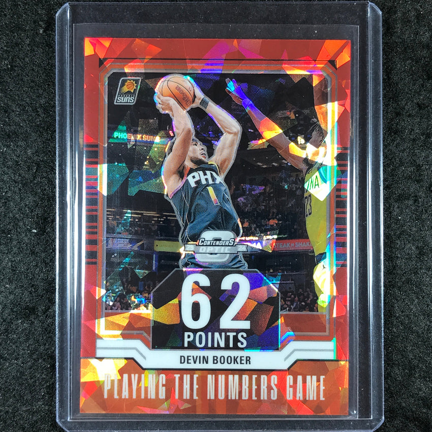 2023-24 Contenders Optic DEVIN BOOKER Playing The Numbers Game Red Ice 104/175