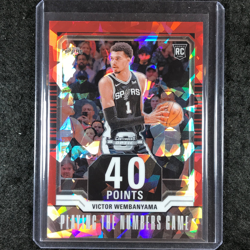 2023-24 Contenders Optic VICTOR WEMBANYAMA Numbers Game Rookie Red Ice 28/175