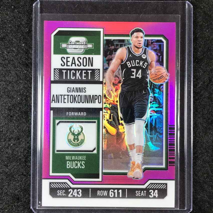 2023-24 Contenders Optic GIANNIS ANTETOKOUNMPO Season Ticket Pink 5/75 #29