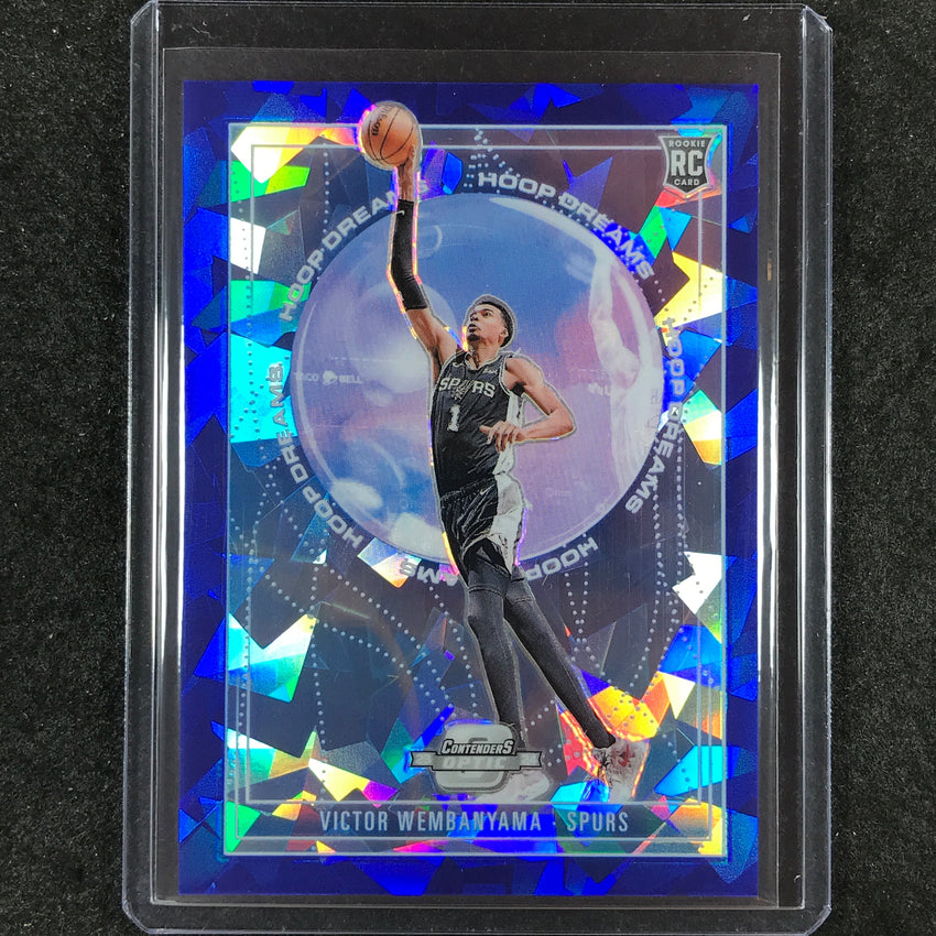2023-24 Contenders Optic VICTOR WEMBANYAMA Hoop Dreams Rookie Blue Ice 7/75