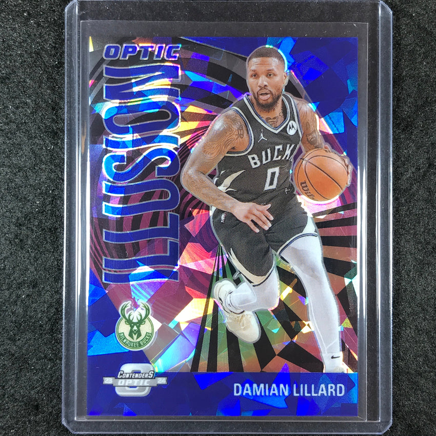 2023-24 Contenders Optic DAMIAN LILLARD Optic Illusion Blue Cracked Ice 26/75
