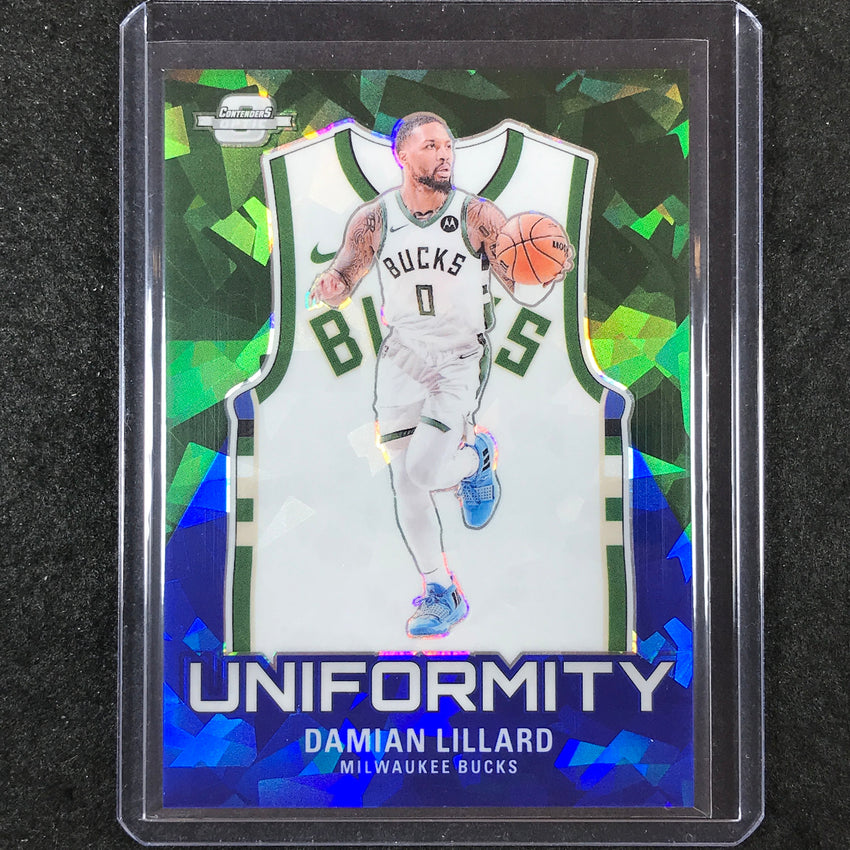 2023-24 Contenders Optic DAMIAN LILLARD Uniformity Blue Cracked Ice 13/75