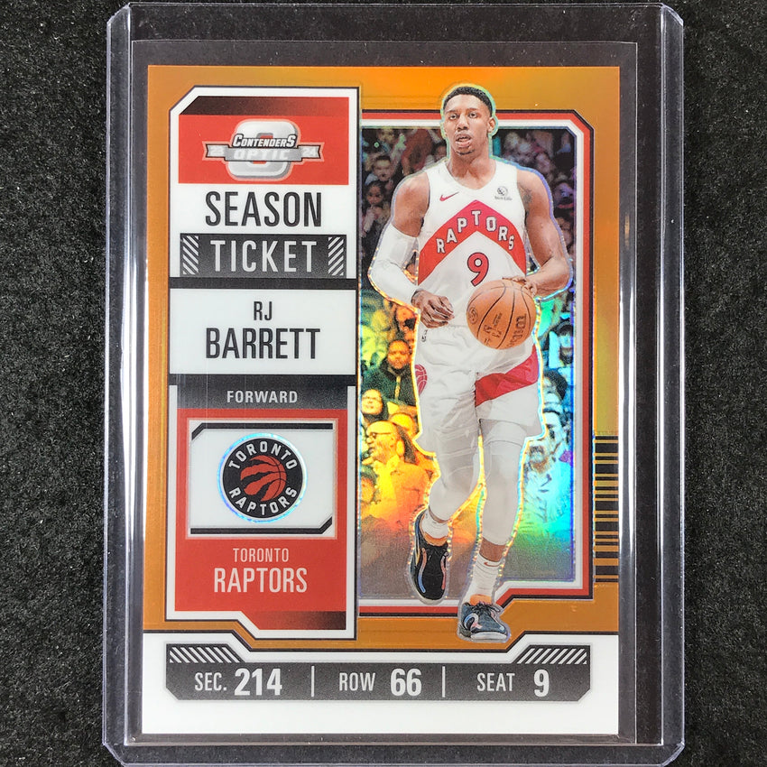 2023-24 Contenders Optic RJ BARRETT Season Ticket Orange 23/49 #85