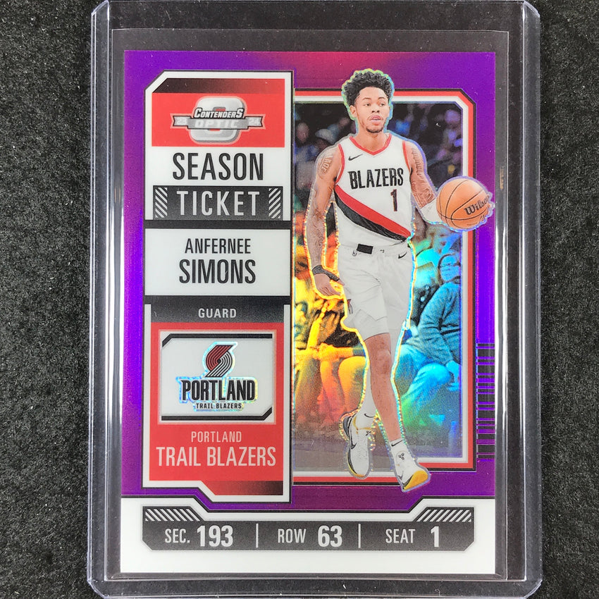 2023-24 Contenders Optic ANFERNEE SIMONS Season Ticket Purple 3/15