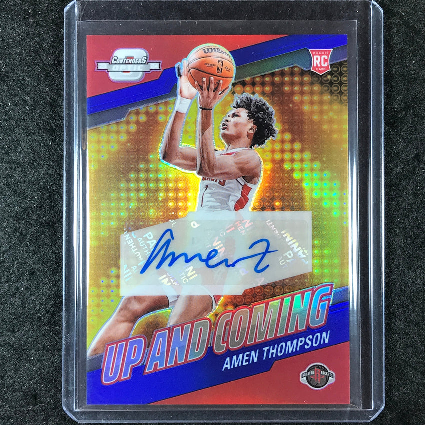 2023-24 Contenders Optic AMEN THOMPSON Up And Coming Rookie Auto Blue 12/75