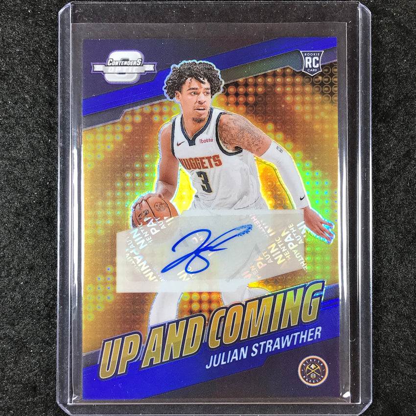 2023-24 Contenders Optic JULIAN STRAWTHER Up And Coming Rookie Auto Blue 28/75