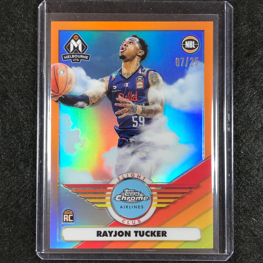 2022-23 Topps Chrome NBL RAYJON TUCKER Rookie Flight Club Orange 7/25