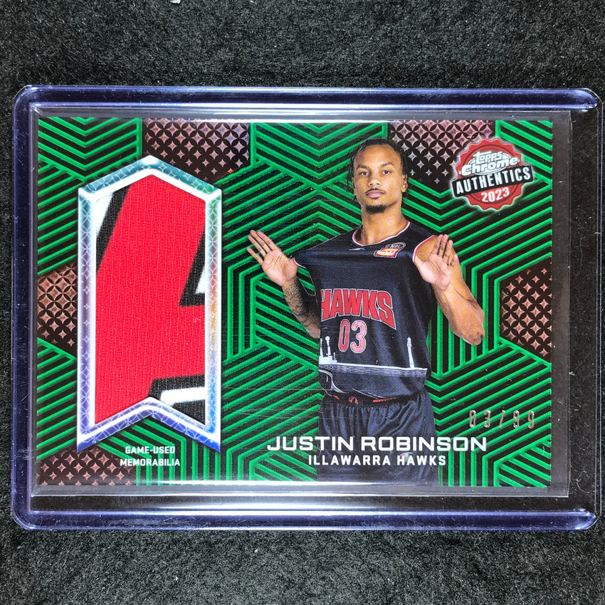 2022-23 Topps Chrome NBL JUSTIN ROBINSON Authentics Jersey Relic Green 3/99