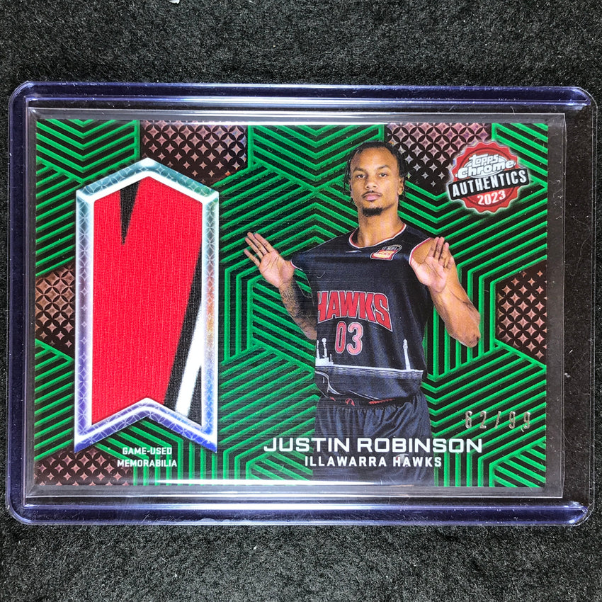 2022-23 Topps Chrome NBL JUSTIN ROBINSON Authentics Jersey Relic Green 62/99