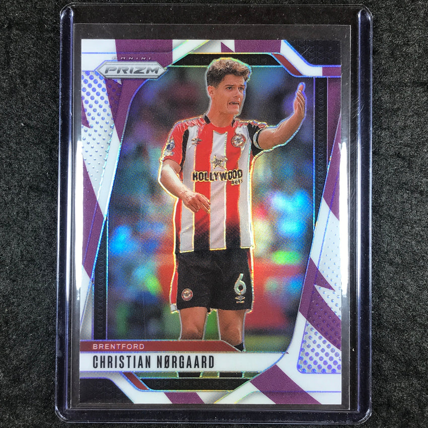 2024-25 Prizm EPL CHRISTIAN NORGAARD Base Purple and White Stripes 53/92 #246