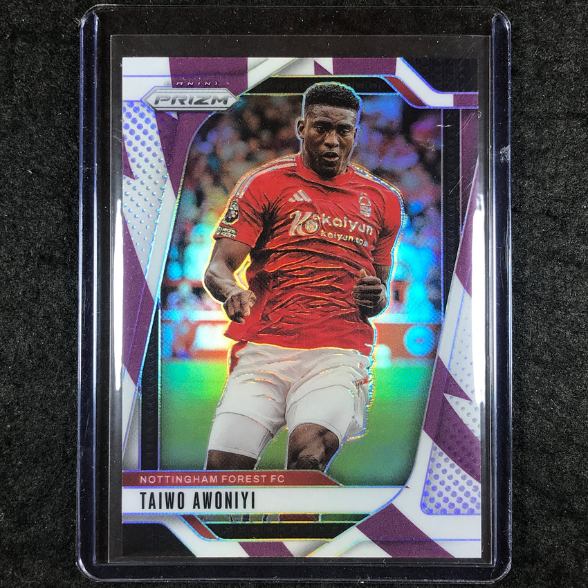 2024-25 Prizm EPL TAIWO AWONIYI Base Purple and White Stripes 47/92 #253
