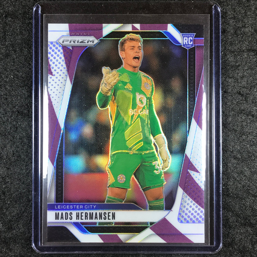 2024-25 Prizm EPL MADS HERMANSEN Rookie Base Purple and White Stripes 43/92 #273