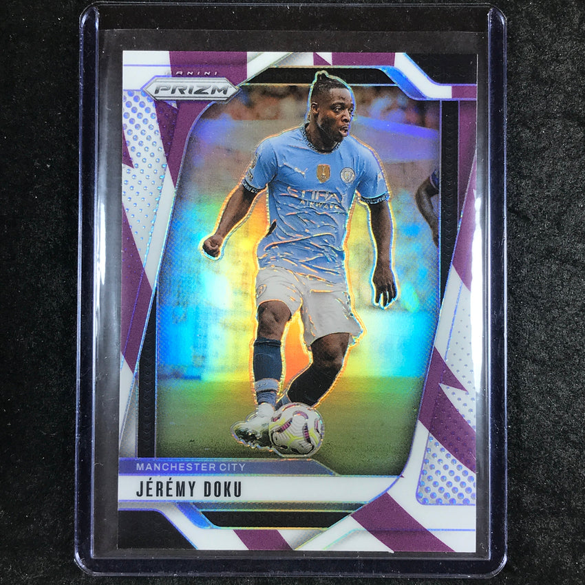 2024-25 Prizm EPL JEREMY DOKU Base Purple and White Stripes 11/92 #6