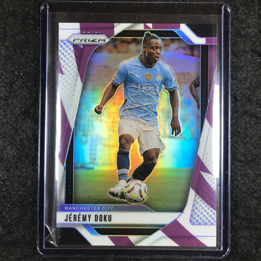 2024-25 Prizm EPL JEREMY DOKU Base Purple and White Stripes 16/92 #6