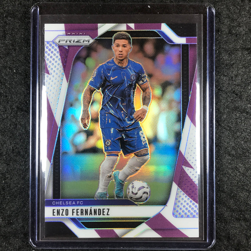 2024-25 Prizm EPL ENZO FERNANDEZ Base Purple and White Stripes 22/92 #89