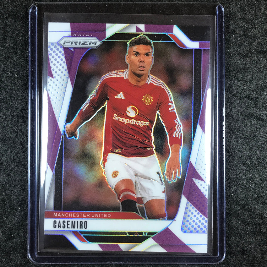 2024-25 Prizm EPL CASEMIRO Base Purple and White Stripes 1/92 #127