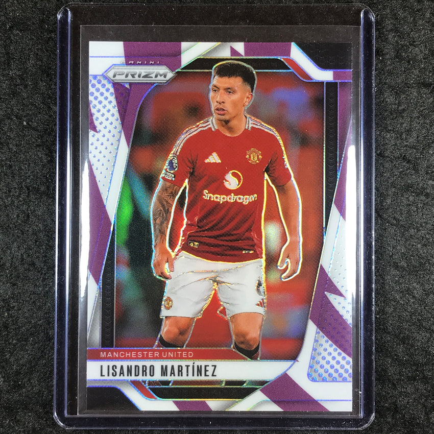 2024-25 Prizm EPL LISANDRO MARTINEZ Base Purple and White Stripes 46/92 #136