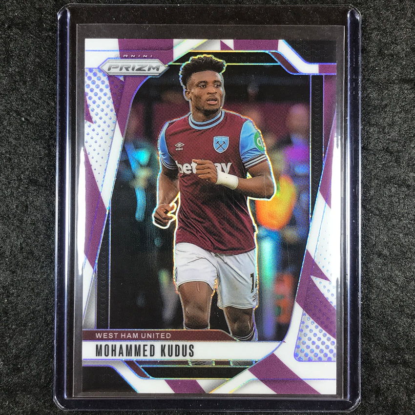 2024-25 Prizm EPL MOHAMMED KUDUS Base Purple and White Stripes 76/92 #154