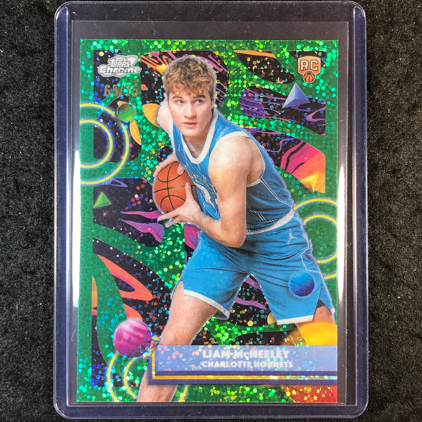 2025-26 Topps Cosmic Chrome LIAM MCNEELEY Rookie Base Green 65/75 #153