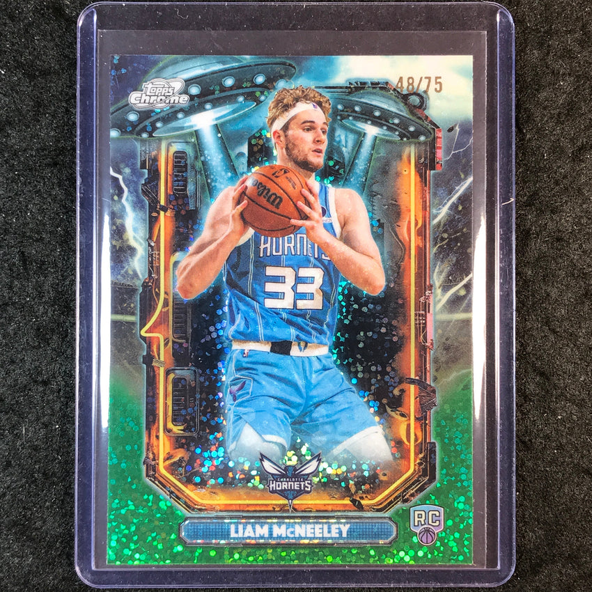 2025-26 Topps Cosmic Chrome LIAM MCNEELEY Extraterrestrial Rookie Green 48/75