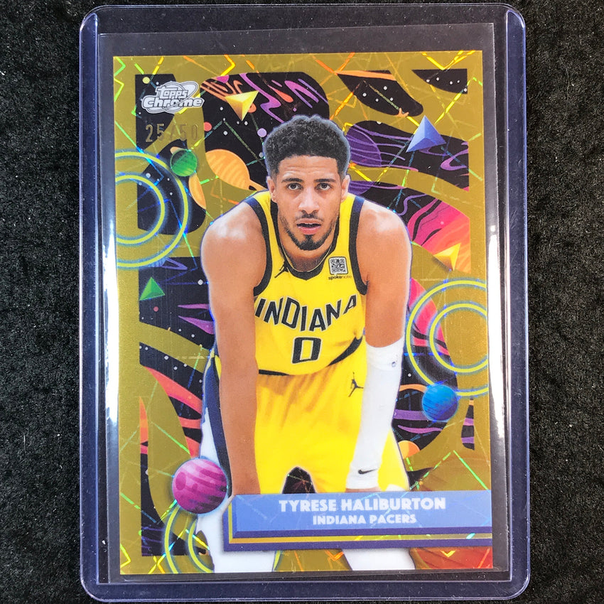 2025-26 Topps Cosmic Chrome TYRESE HALIBURTON Base Gold Interstellar 25/50 #90