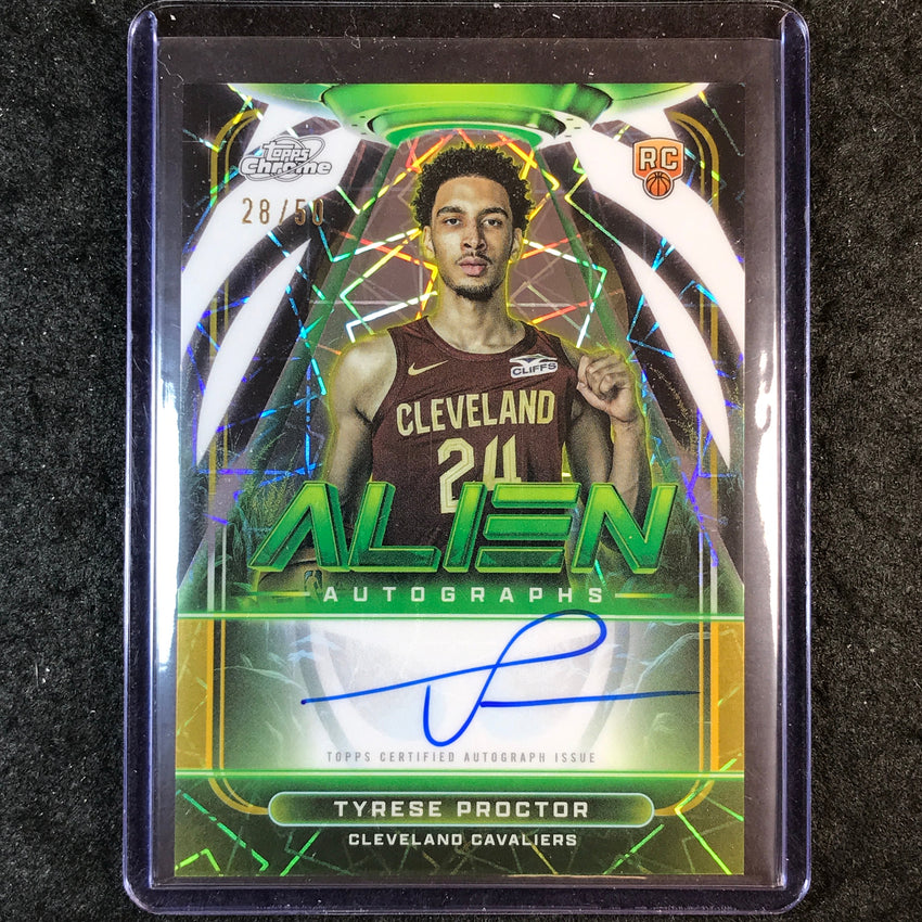 2025-26 Topps Cosmic Chrome TYRESE PROCTOR Alien Rookie Autographs Gold 28/50