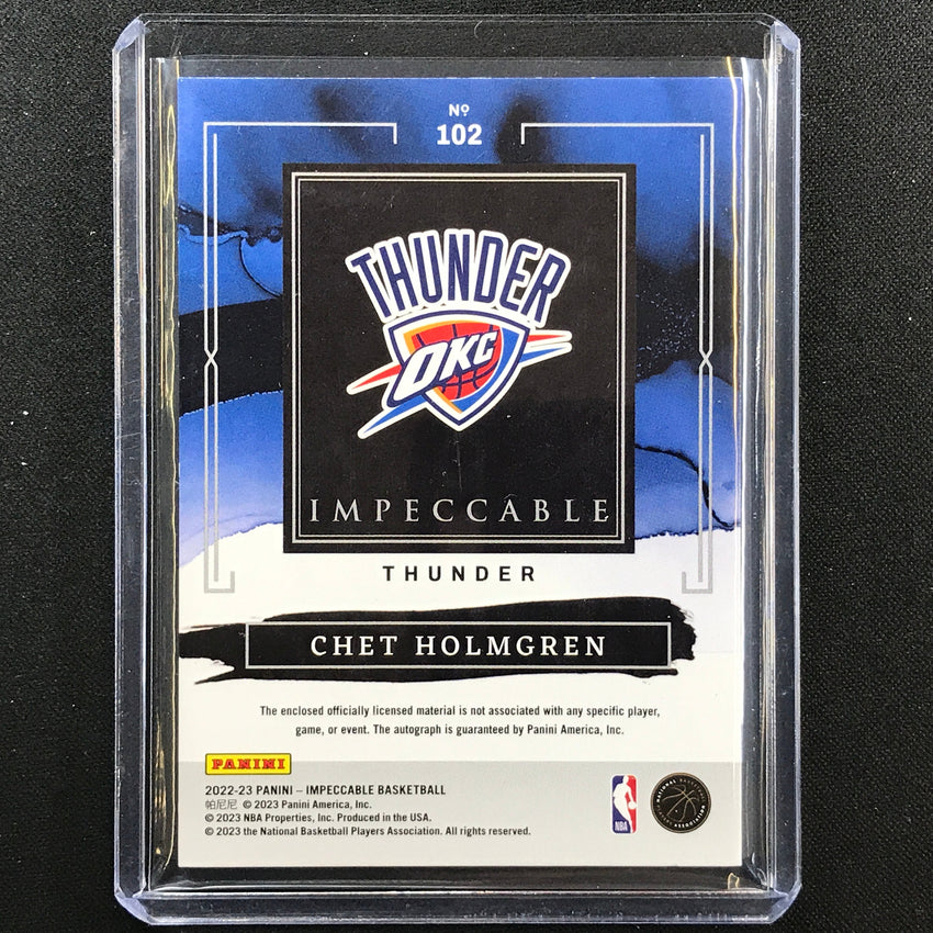 2022-23 Impeccable Chet Holmgren Elegance Rookie Patch Auto Silver 26/99