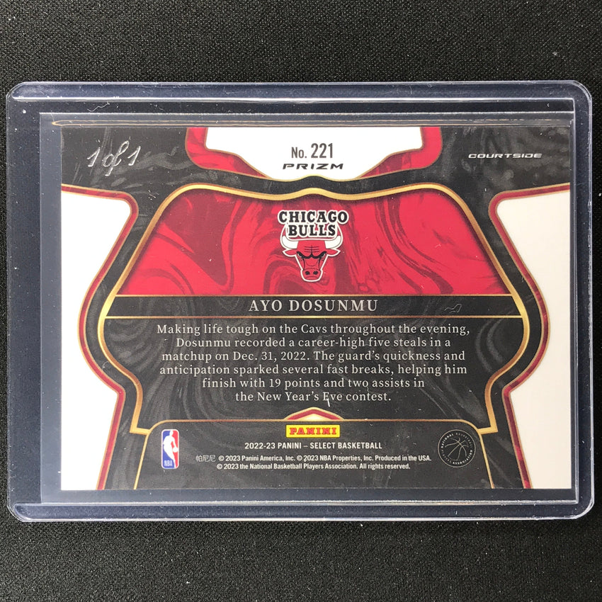 2022-23 Select Ayo Dosunmu Courtside Black Prizm 1/1