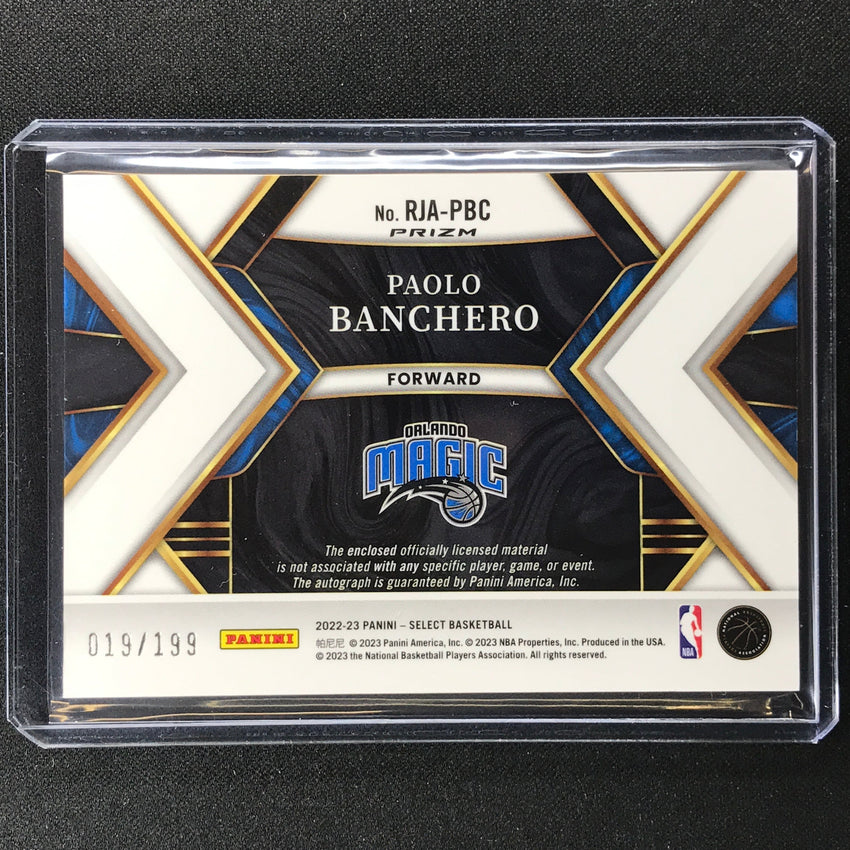 2022-23 Select Paolo Banchero Rookie Jersey Auto Silver Prizm 19/199