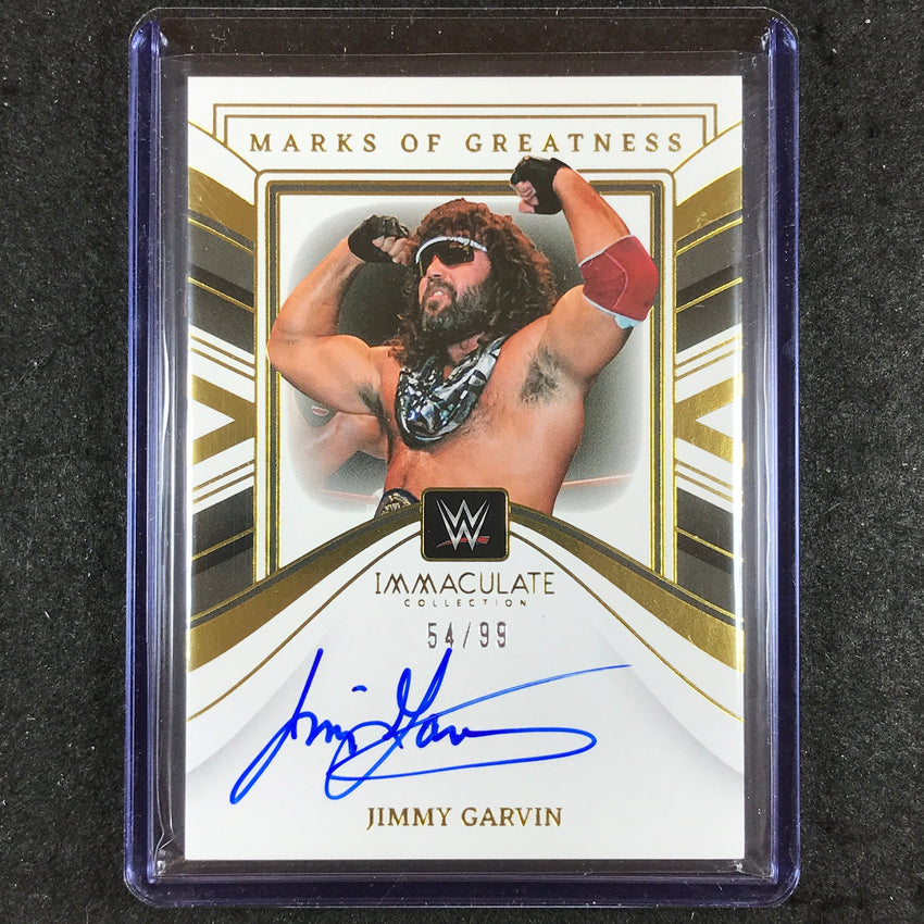 2023 Immaculate WWE JIMMY GARVIN Marks of Greatness Auto Base 54/99