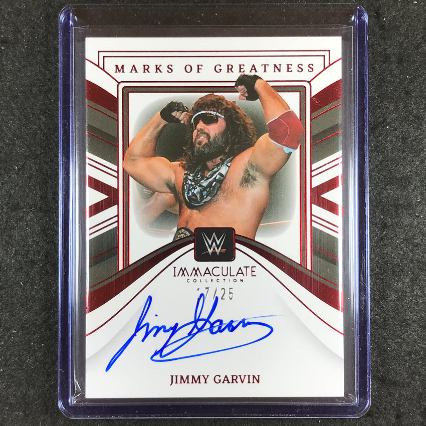 2023 Immaculate WWE JIMMY GARVIN Marks of Greatness Auto Red 17/25
