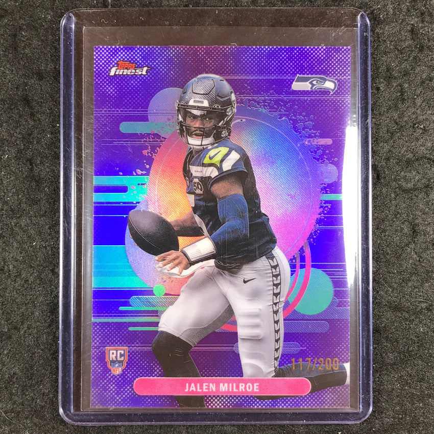 2025 Topps Finest NFL JALEN MILROE Uncommon Rookie Purple 117/200