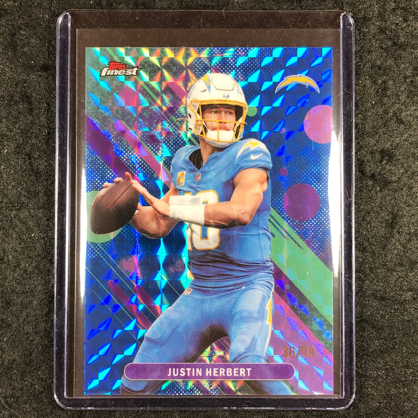 2025 Topps Finest NFL JUSTIN HERBERT Common Blue Geometric 36/99
