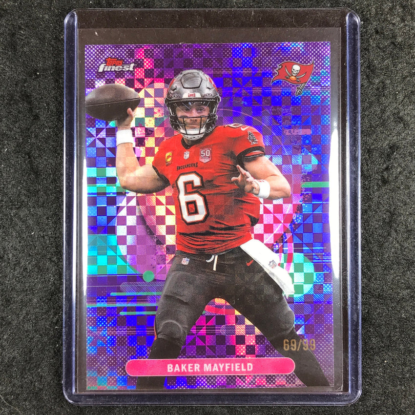 2025 Topps Finest NFL BAKER MAYFIELD Uncommon Purple X-Fractor 69/99