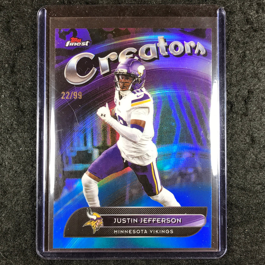 2025 Topps Finest NFL JUSTIN JEFFERSON Creators Blue 22/99