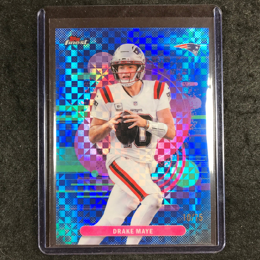 2025 Topps Finest NFL DRAKE MAYE Uncommon Blue X-Fractor 10/75